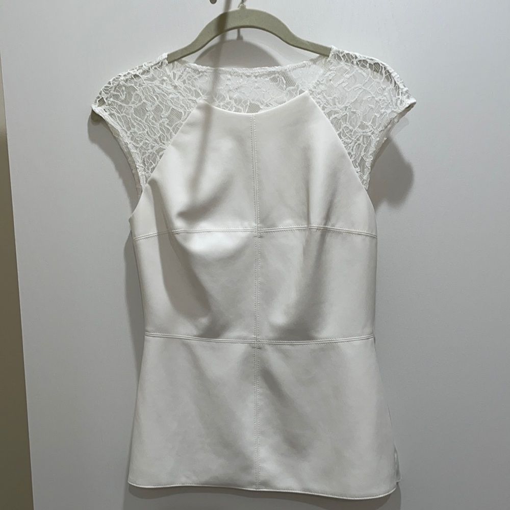 Bailey 44 Faux Leather and Lace Top.